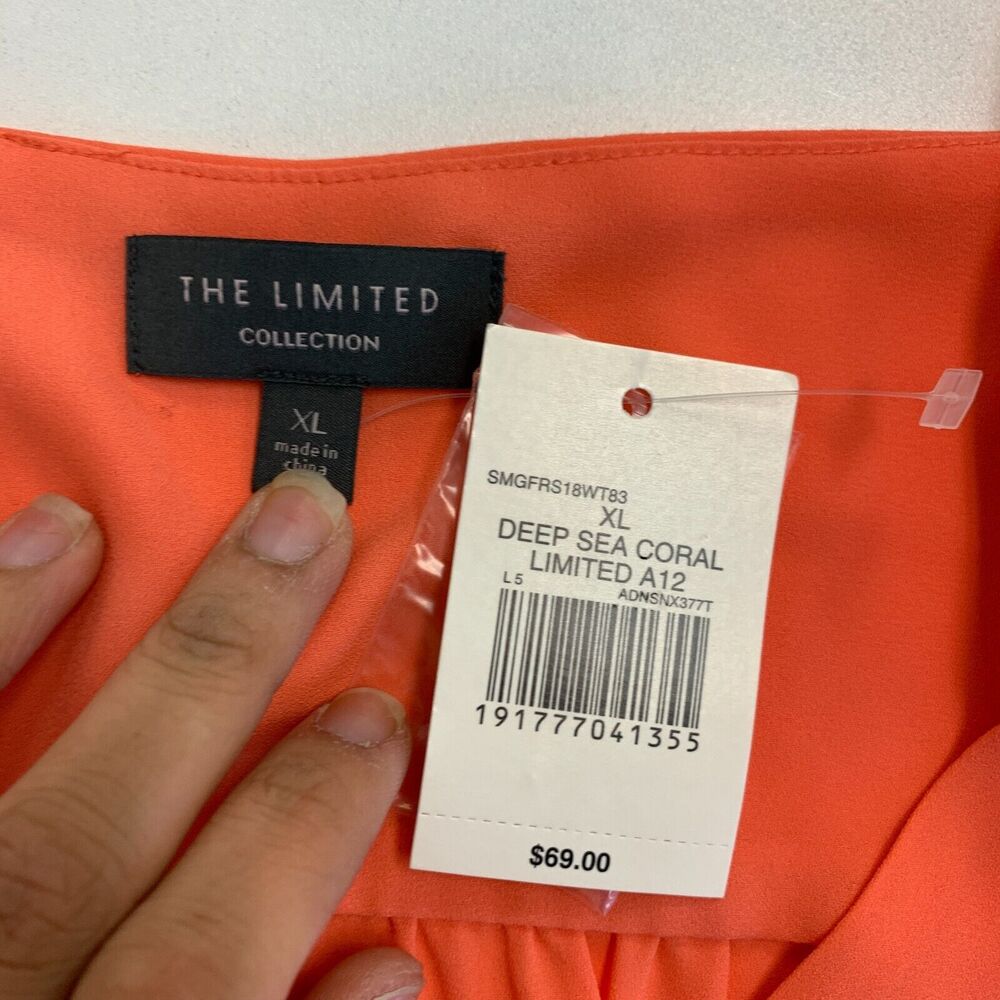 The Limited Collection Cutout Sleeve Womens XL Extra Large Coral Orange V Neck - Picture 9 of 13